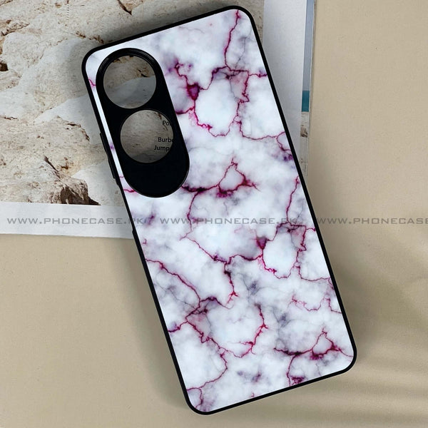 Oppo A60 - White Marble series - Premium Printed Metal soft Bumper shock Proof Case