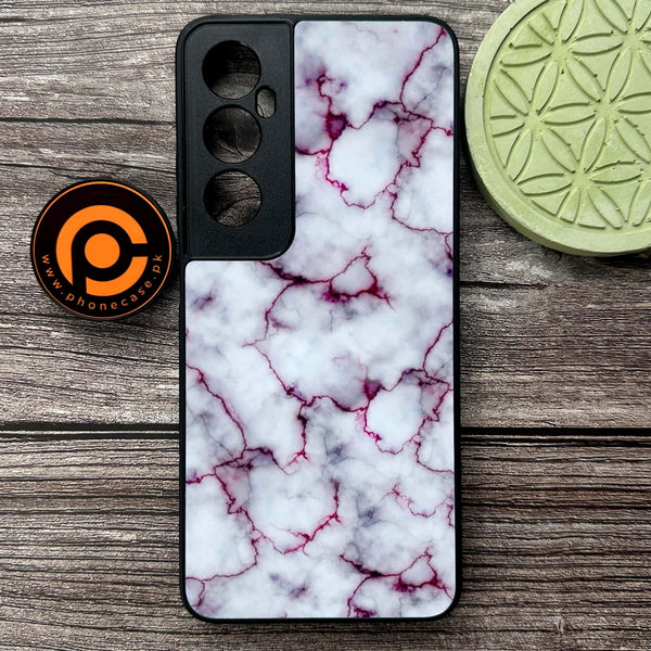 Realme C65  - White Marble Series - Premium Metal Printed soft Bumper shock Proof Case