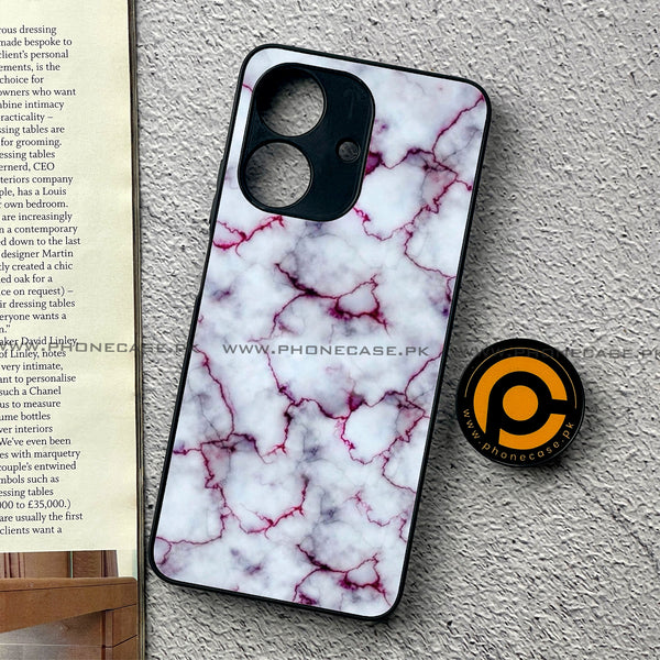 Realme Note 60 - White Marble Series - Premium Printed Glass soft Bumper shock Proof Case