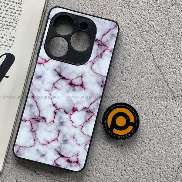 Infinix Smart 8 Pro - White Marble Series - Premium Metal Printed soft Bumper shock Proof Case