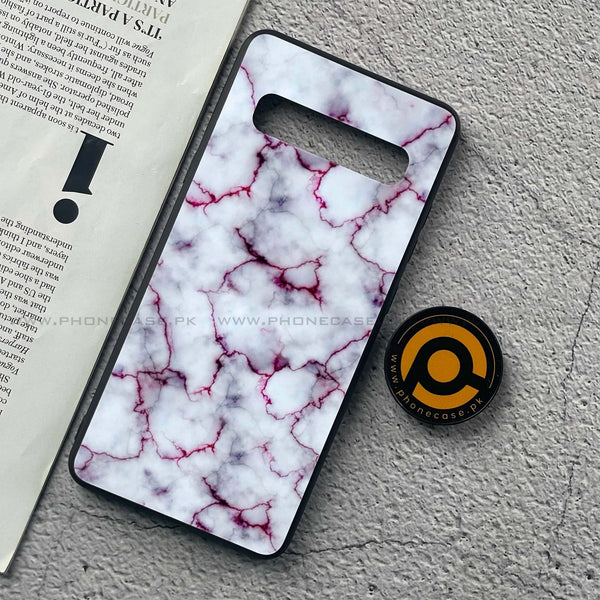 Samsung Galaxy S10 5G - White Marble Series - Premium Printed Glass soft Bumper shock Proof Case