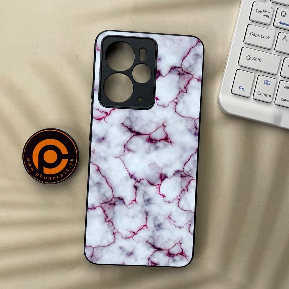 Realme 14T 5G - White Marble series - Premium Metal Printed soft Bumper Shock Proof Case