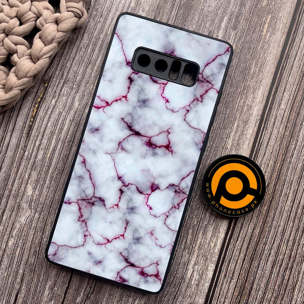 Samsung Galaxy Note 8 - White Marble Series - Premium Metal Printed soft Bumper shock Proof Case