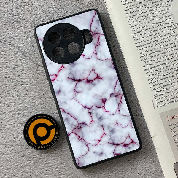 Tecno Spark 20 pro plus - White Marble series - Premium Printed Glass soft Bumper shock Proof Case