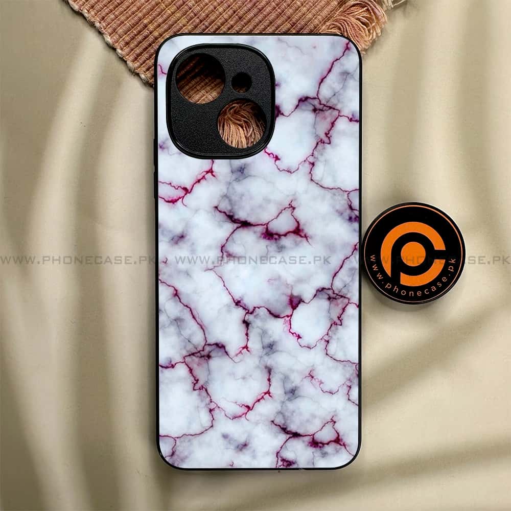 Tecno Spark 40C - White Marble Series - Premium Metal Printed soft Bumper shock Proof Case