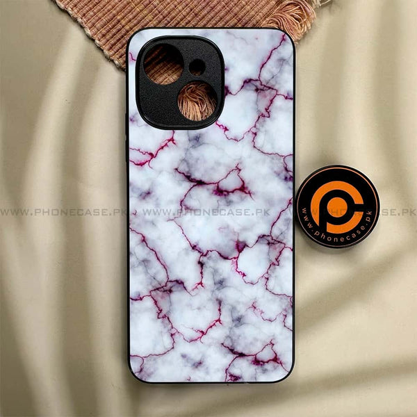 Tecno Spark 40C - White Marble Series - Premium Metal Printed soft Bumper shock Proof Case