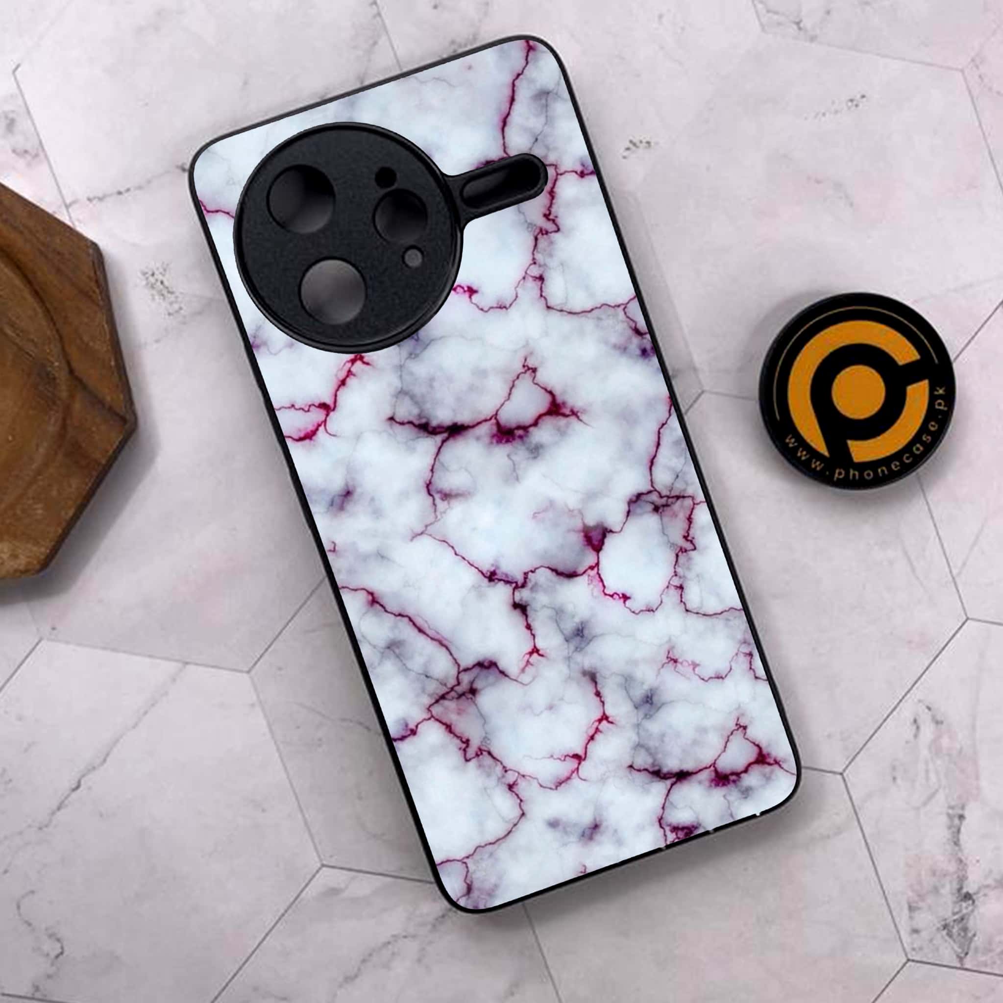 Xiaomi Poco F7 Ultra 5G - White Marble Series - Premium Metal Printed soft Bumper shock Proof Case
