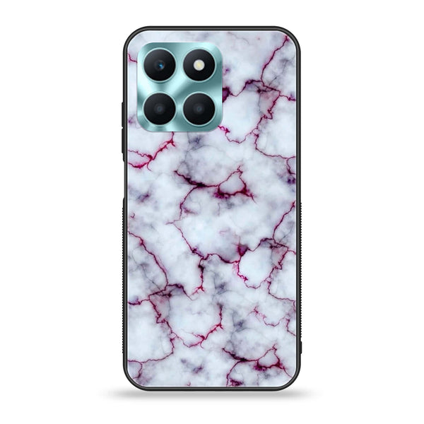 Honor X6a - White Marble Series - Premium Printed Glass soft Bumper shock Proof Case
