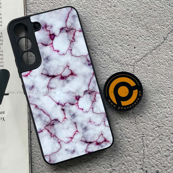 Samsung Galaxy S22 - White  Marble Series - Premium Metal Printed soft Bumper shock Proof Case