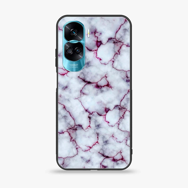 Honor 90 Lite - White Marble Series - Premium Printed Glass soft Bumper shock Proof Case