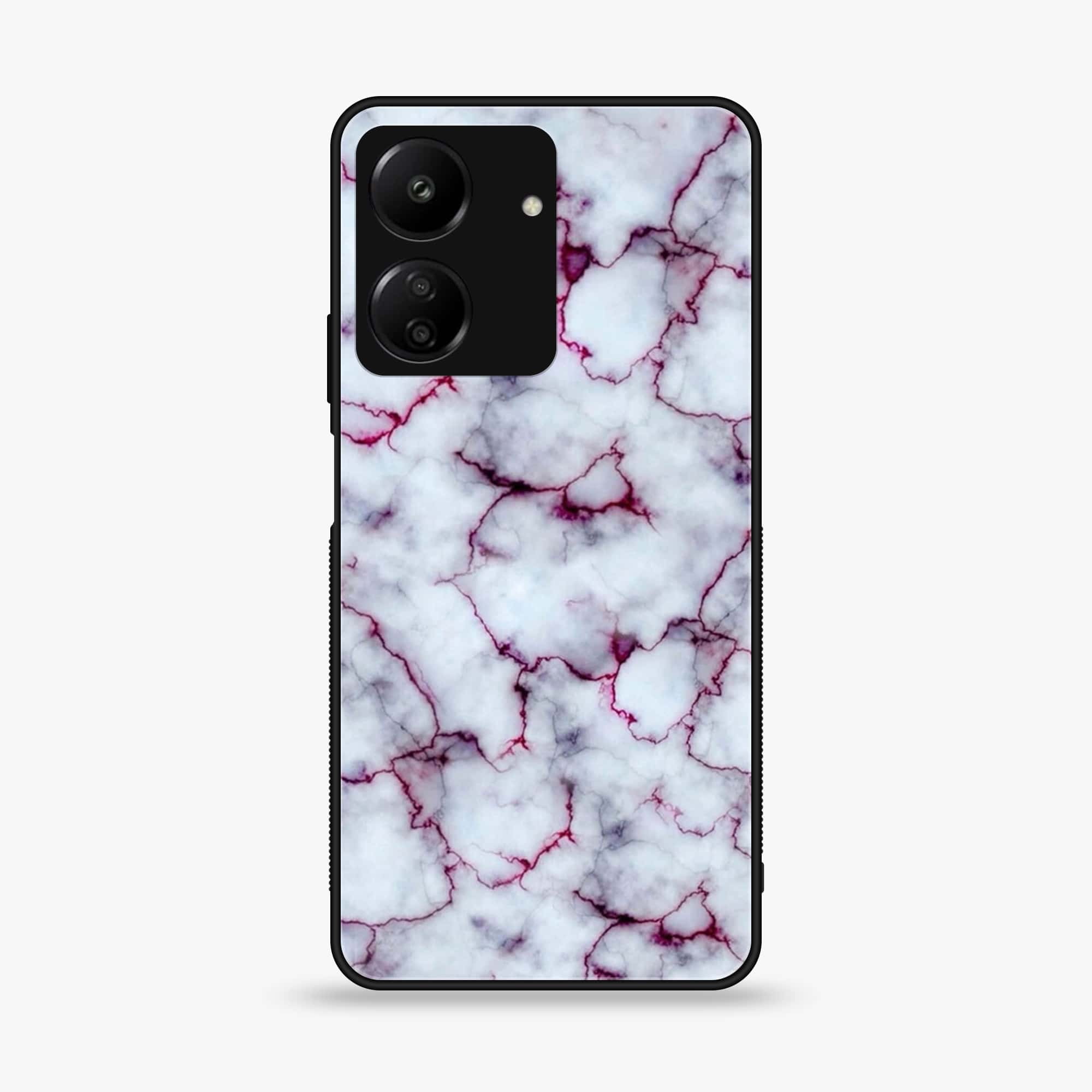 Xiaomi Poco C65 - White Marble series - Premium Printed Glass soft Bumper shock Proof Case