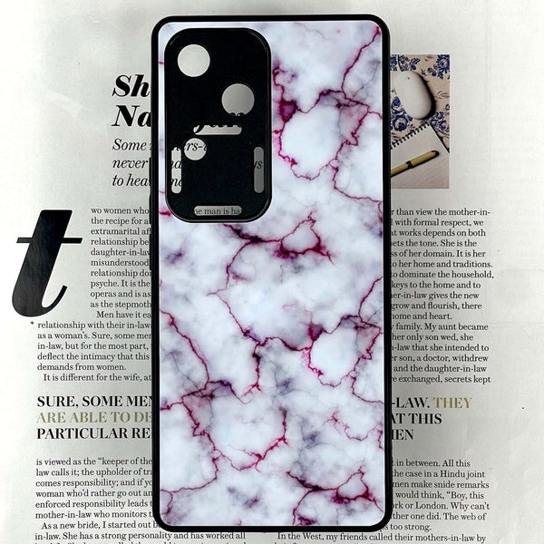 Vivo V30 - White Marble series - Premium Printed Glass soft Bumper shock Proof Case