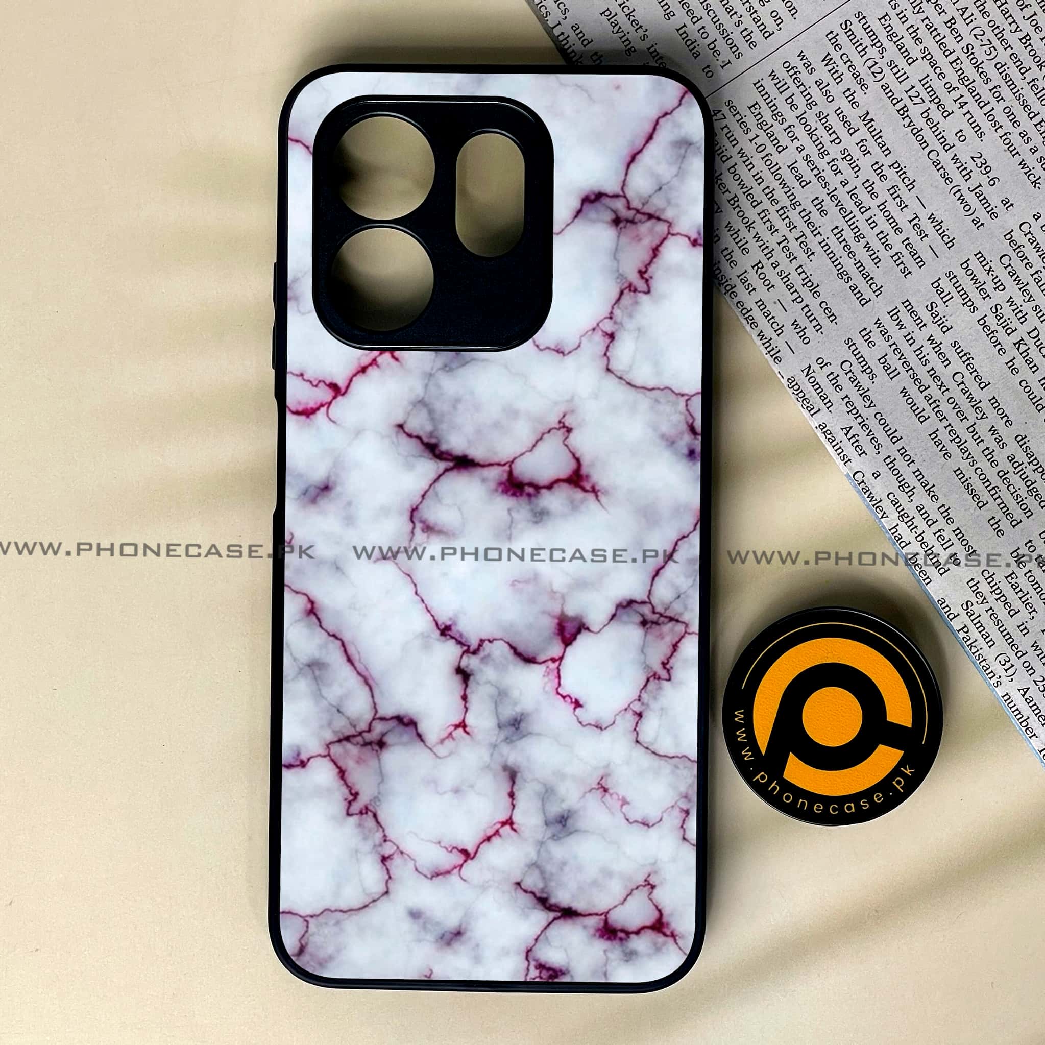 Infinix Smart 9 HD - White Marble series - Premium Metal Printed soft Bumper shock Proof Case