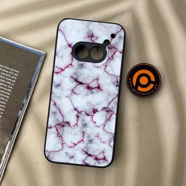 Nothing Phone (2a) - White Marble Series - Premium Metal Printed soft Bumper Shock Proof Case