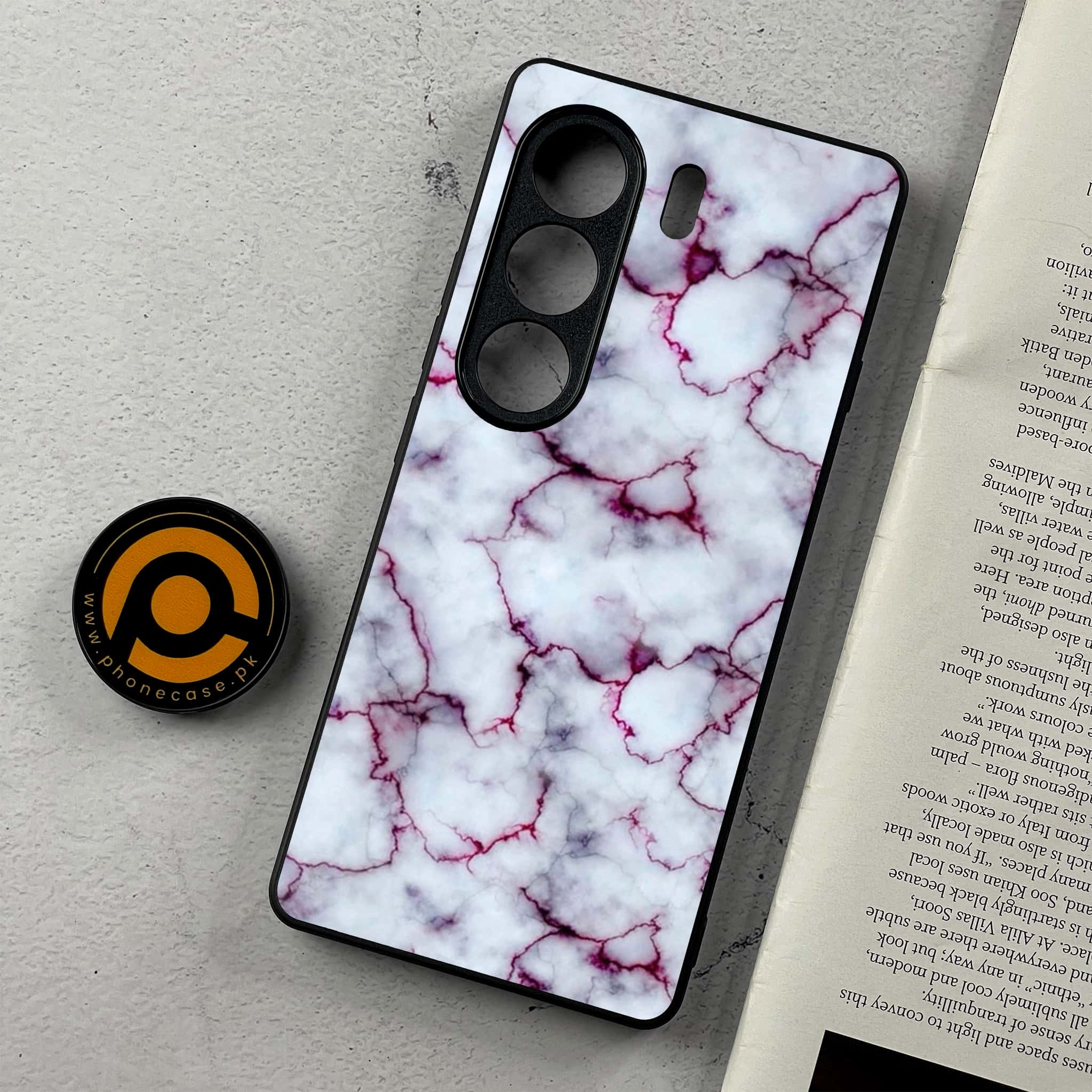 Tecno Camon 40 Pro - White Marble Series - Premium Metal Printed Soft Bumper Shockproof Case