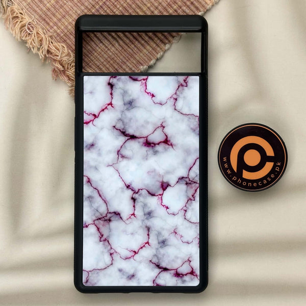 Google Pixel 6 - White Marble Series - Premium Metal Printed soft Bumper Shock Proof Case