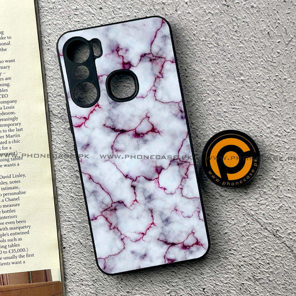 Infinix Hot 12 Pro - White Marble Series - Premium Printed Glass soft Bumper shock Proof Case