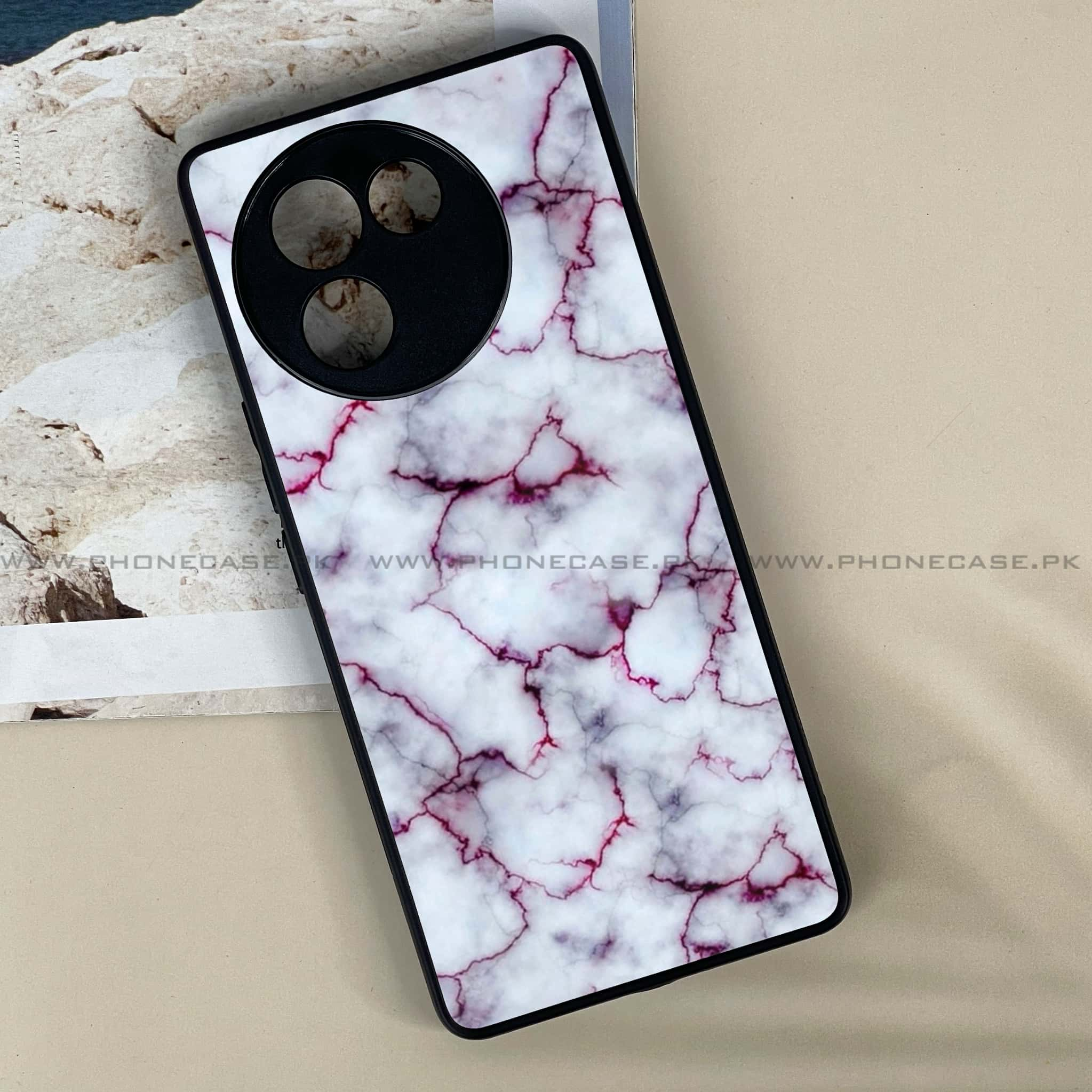 Vivo V30E - White Marble series - Premium Printed Metal soft Bumper shock Proof Case