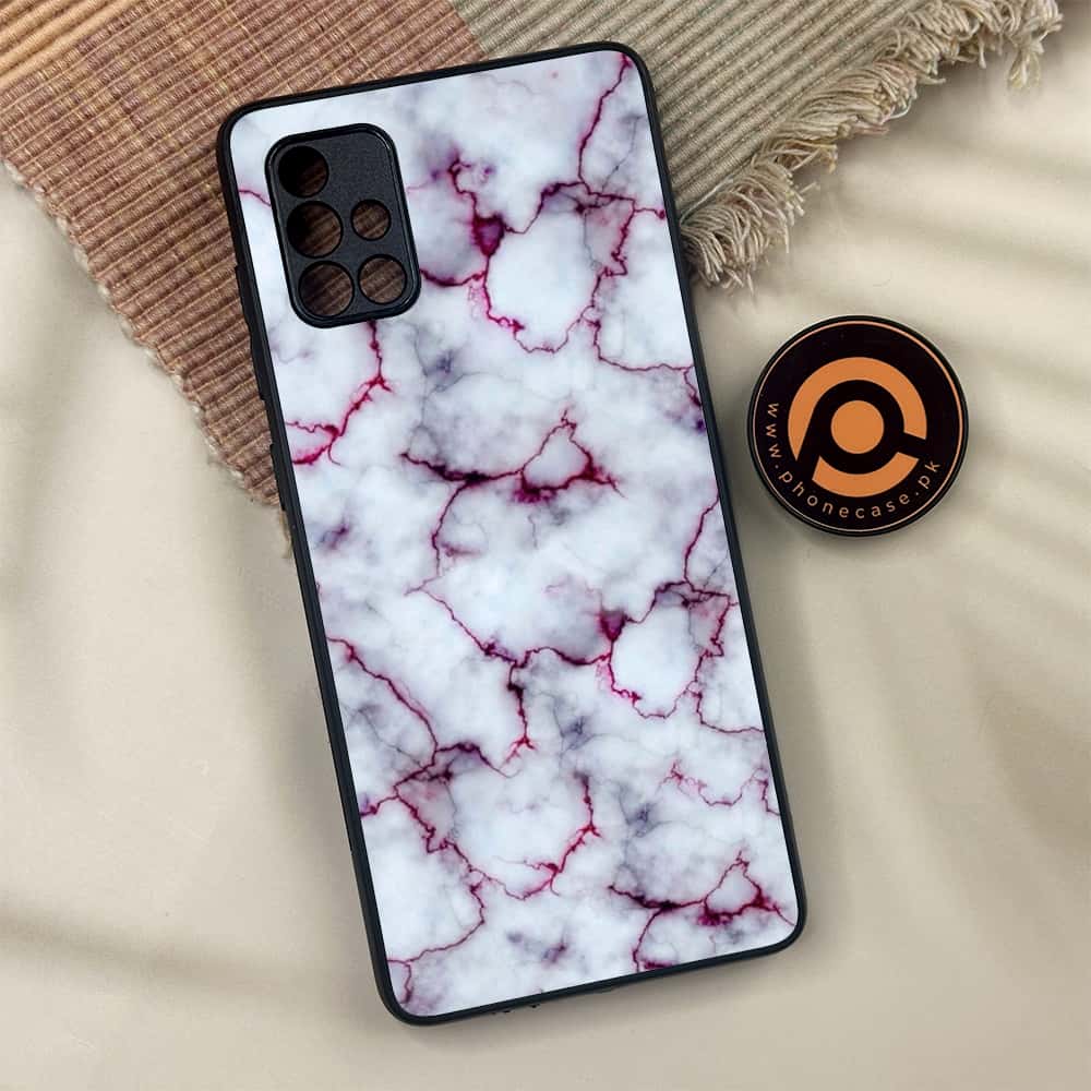 Samsung Galaxy A71 - White Marble Series - Premium Metal Printed soft Bumper shock Proof Case