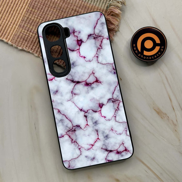 Vivo Y400 - White Marble series - Premium Metal Printed soft Bumper shock Proof Case
