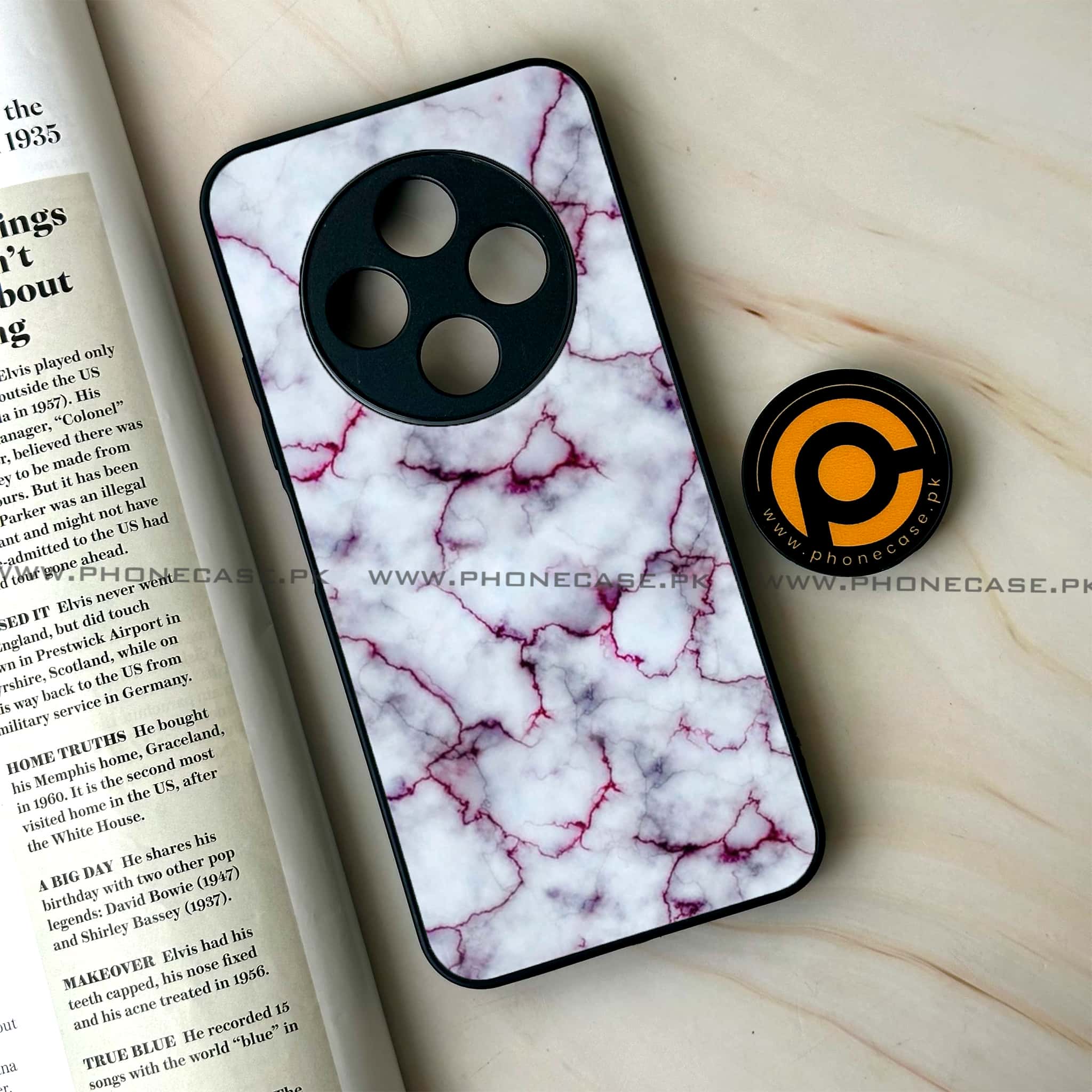 Oppo F27 Pro - White Marble series - Premium Metal Printed soft Bumper Shock Proof Case