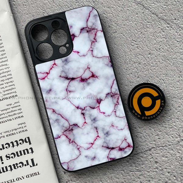 iPhone 15 Pro - White Marble Series - Premium Metal Printed soft Bumper shock Proof Case