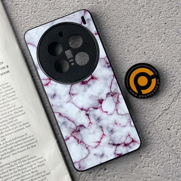 Vivo X200 Pro - White Marble Series - Premium Metal  Printed soft Bumper shock Proof Case