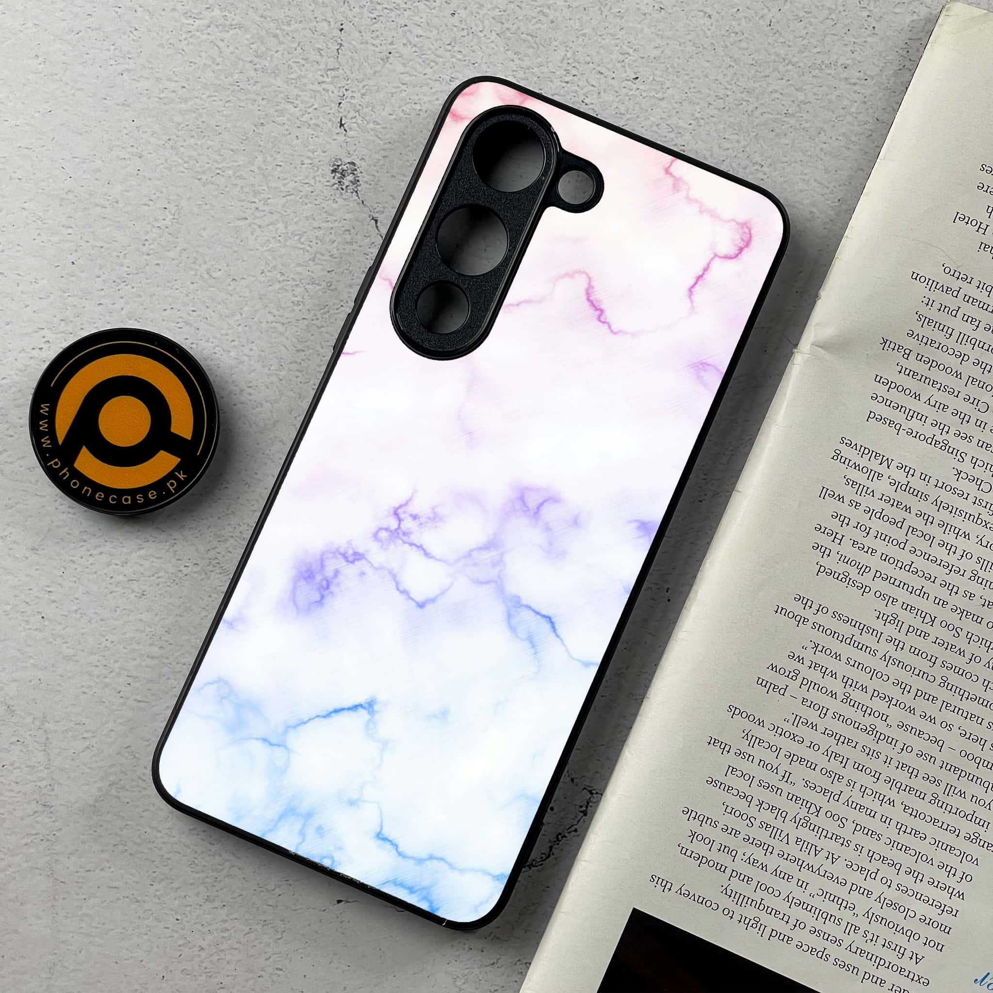 Vivo Y04 - White Marble series - Premium Metal Printed Soft Bumper Shockproof Case