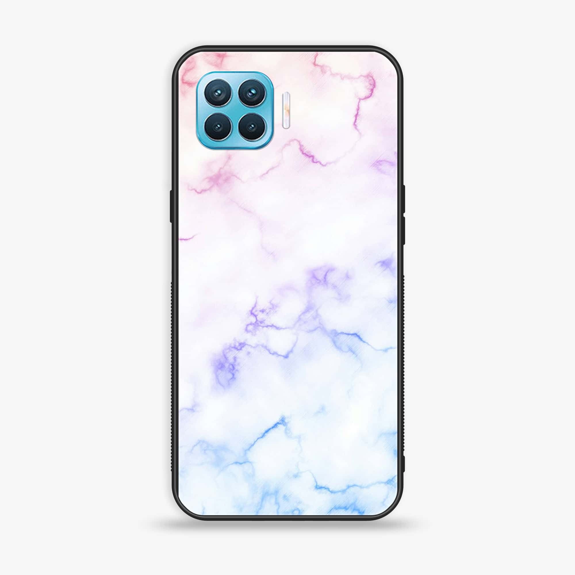 Oppo F17 Pro - White Marble Series - Premium Printed Glass soft Bumper shock Proof Case