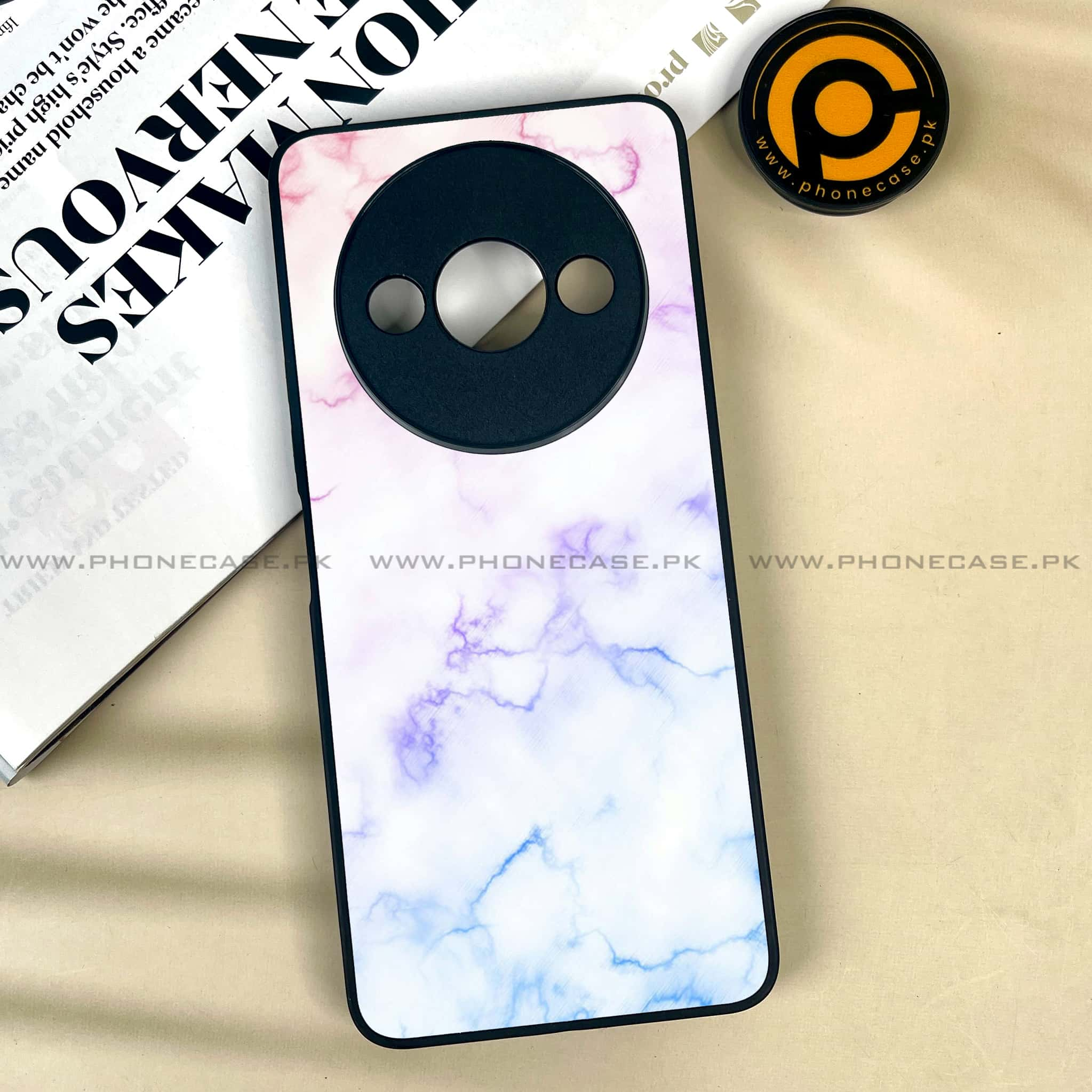 Xiaomi Redmi A3x - White Marble series - Premium Printed Metal soft Bumper shock Proof Case