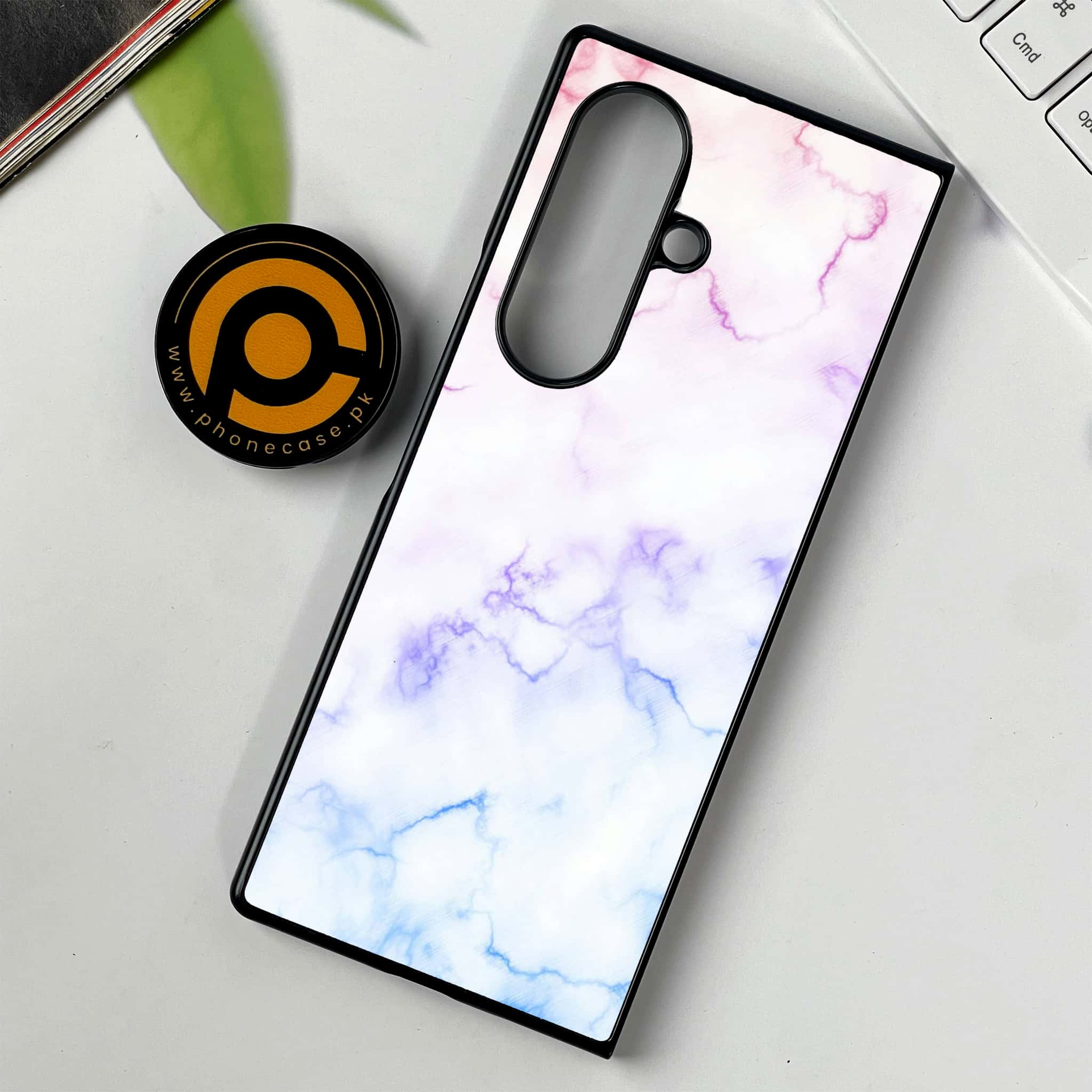 Samsung Galaxy Z Fold 7 - White Marble series - Premium Metal Printed soft Bumper shock Proof Case