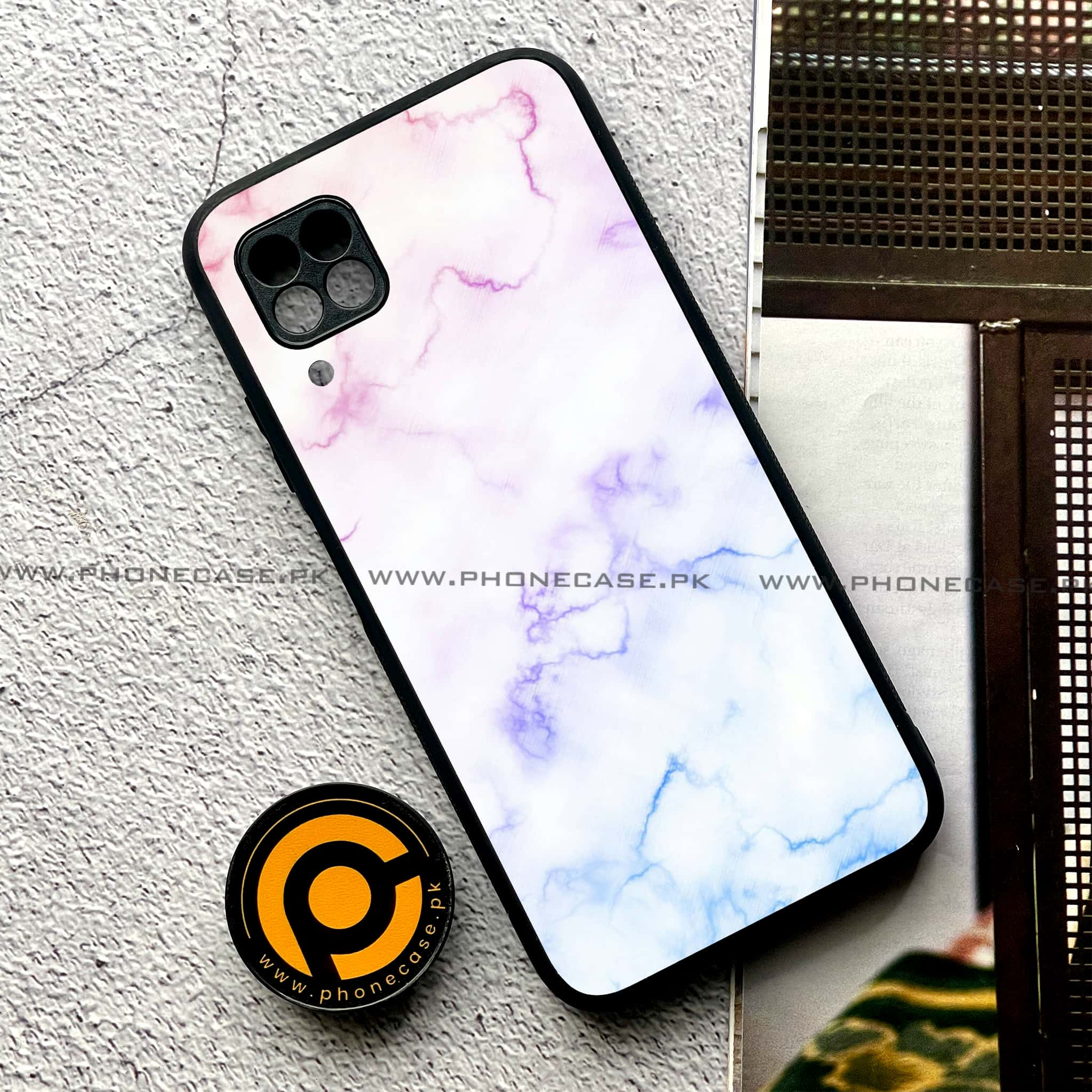 Huawei P40 Lite - White Marble Series - Premium Printed Glass soft Bumper shock Proof Case