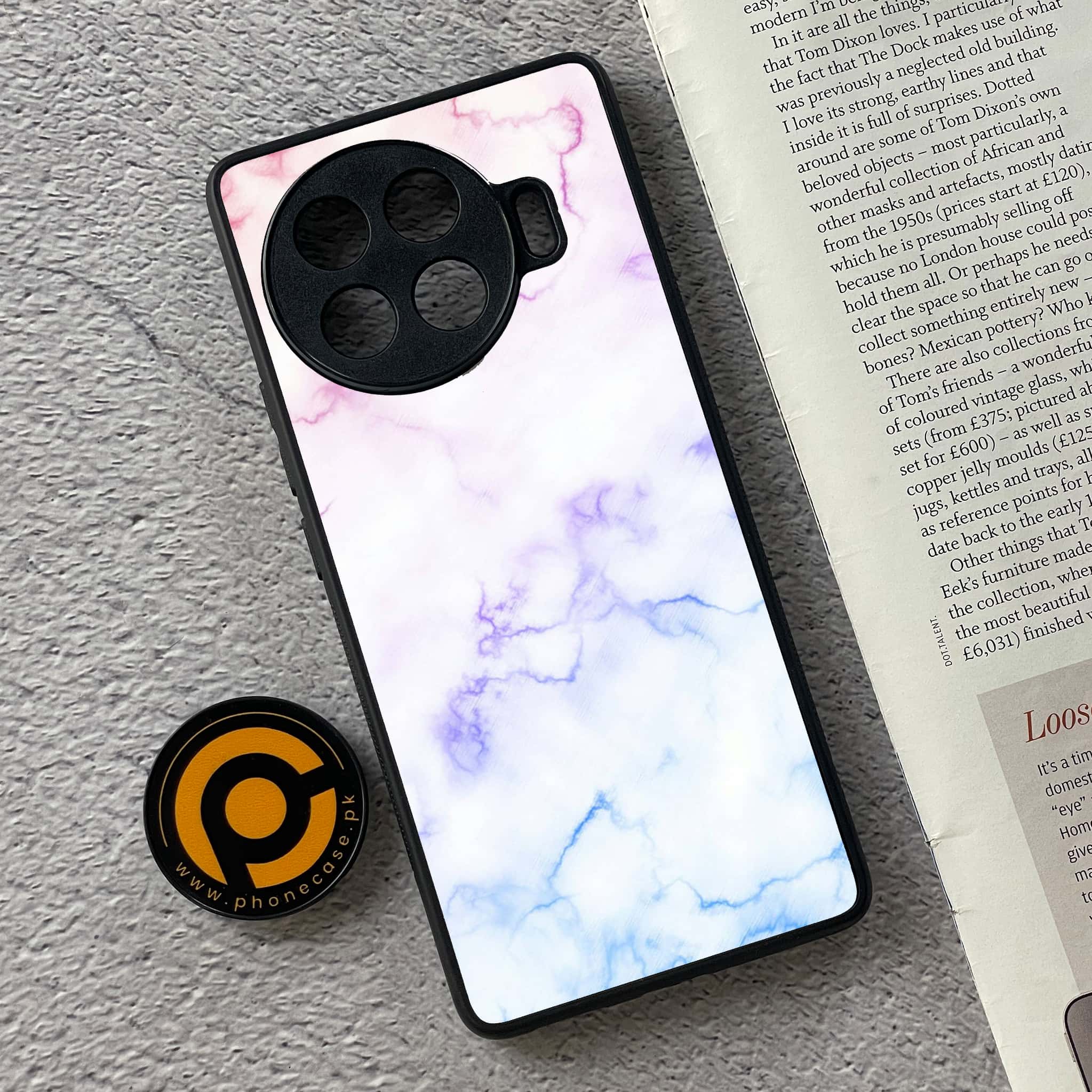 Tecno Spark 20 pro plus - White Marble series - Premium Printed Glass soft Bumper shock Proof Case