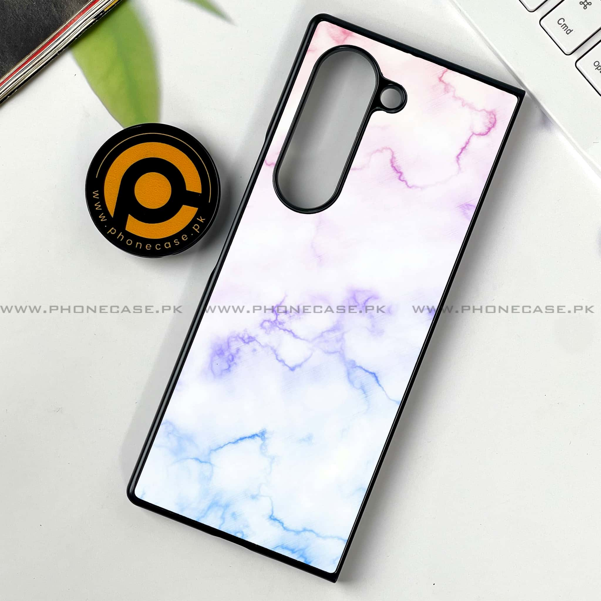 Samsung Galaxy Z Fold 6 - White Marble series - Premium Printed Metal soft Bumper shock Proof Case