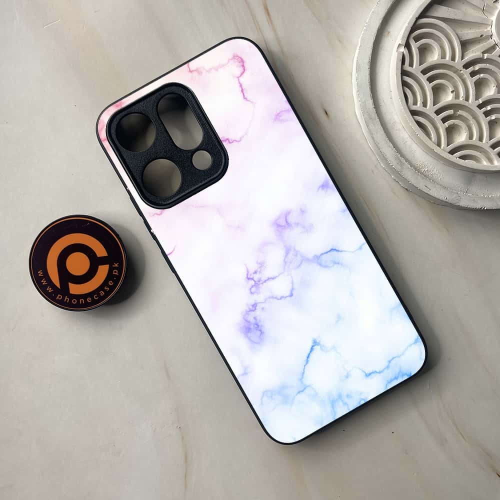 Oppo Reno 14 5G - White Marble Series - Premium Metal Printed soft Bumper shock Proof Case