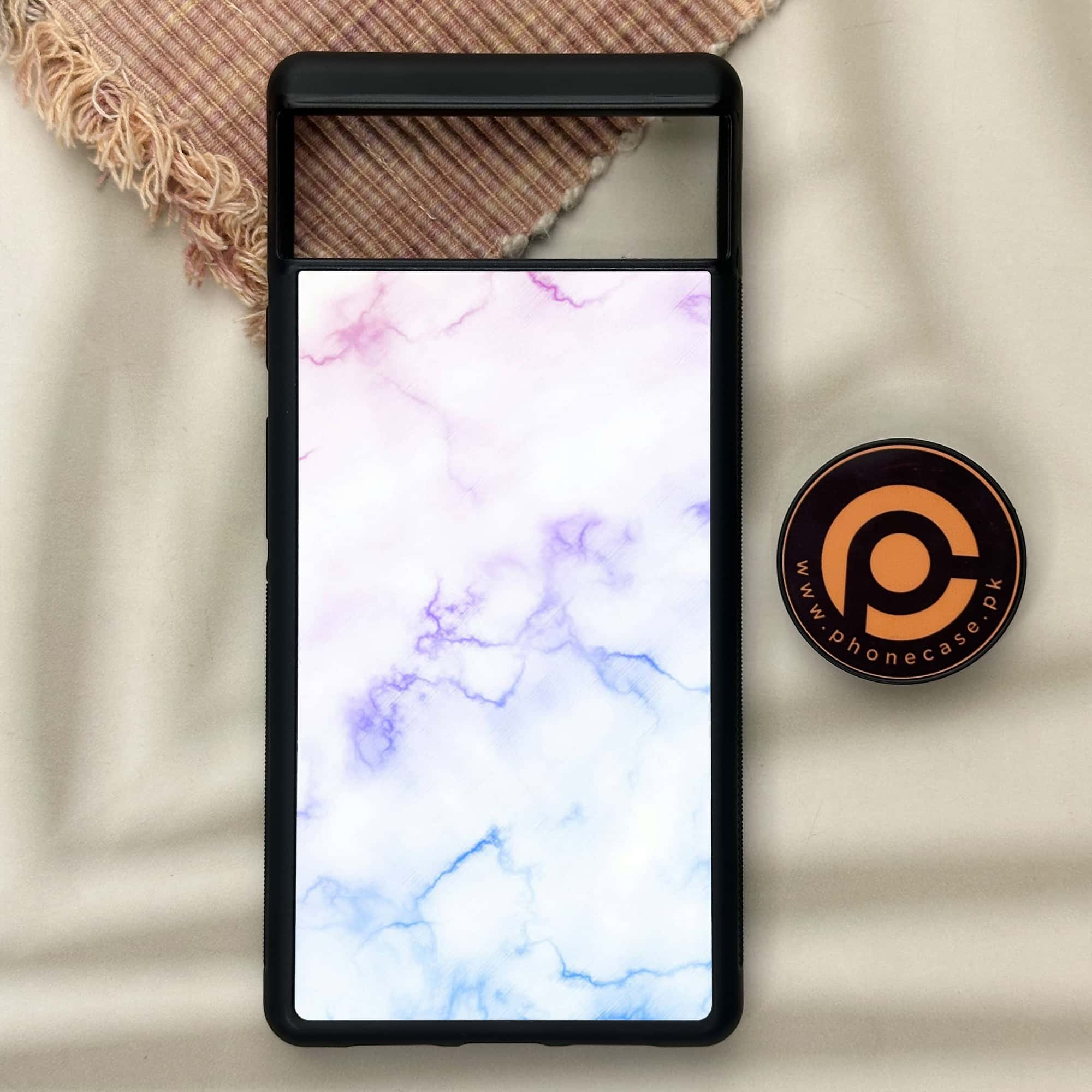 Google Pixel 6 - White Marble Series - Premium Metal Printed soft Bumper Shock Proof Case