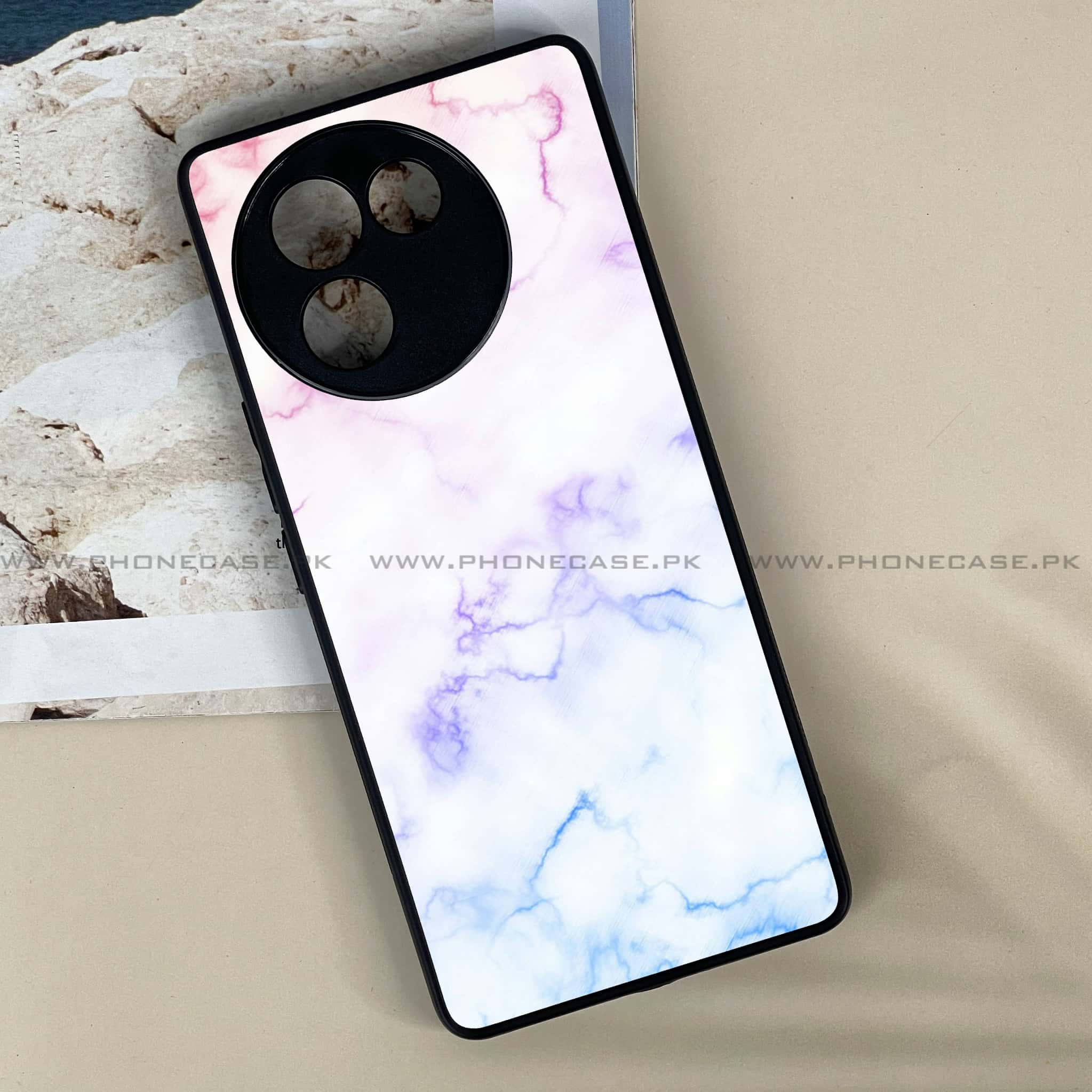 Vivo V30E - White Marble series - Premium Printed Metal soft Bumper shock Proof Case