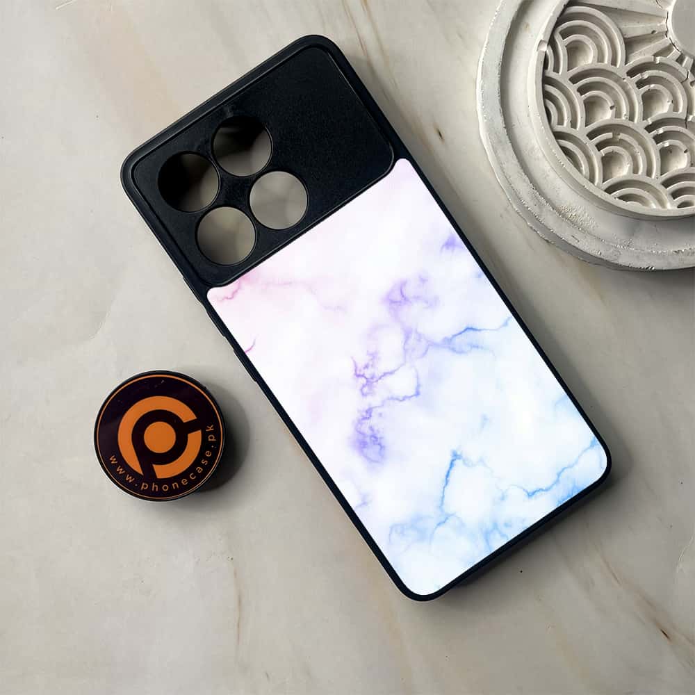 Xiaomi Poco F6 Pro - White Marble Series - Premium Metal Printed soft Bumper shock Proof Case