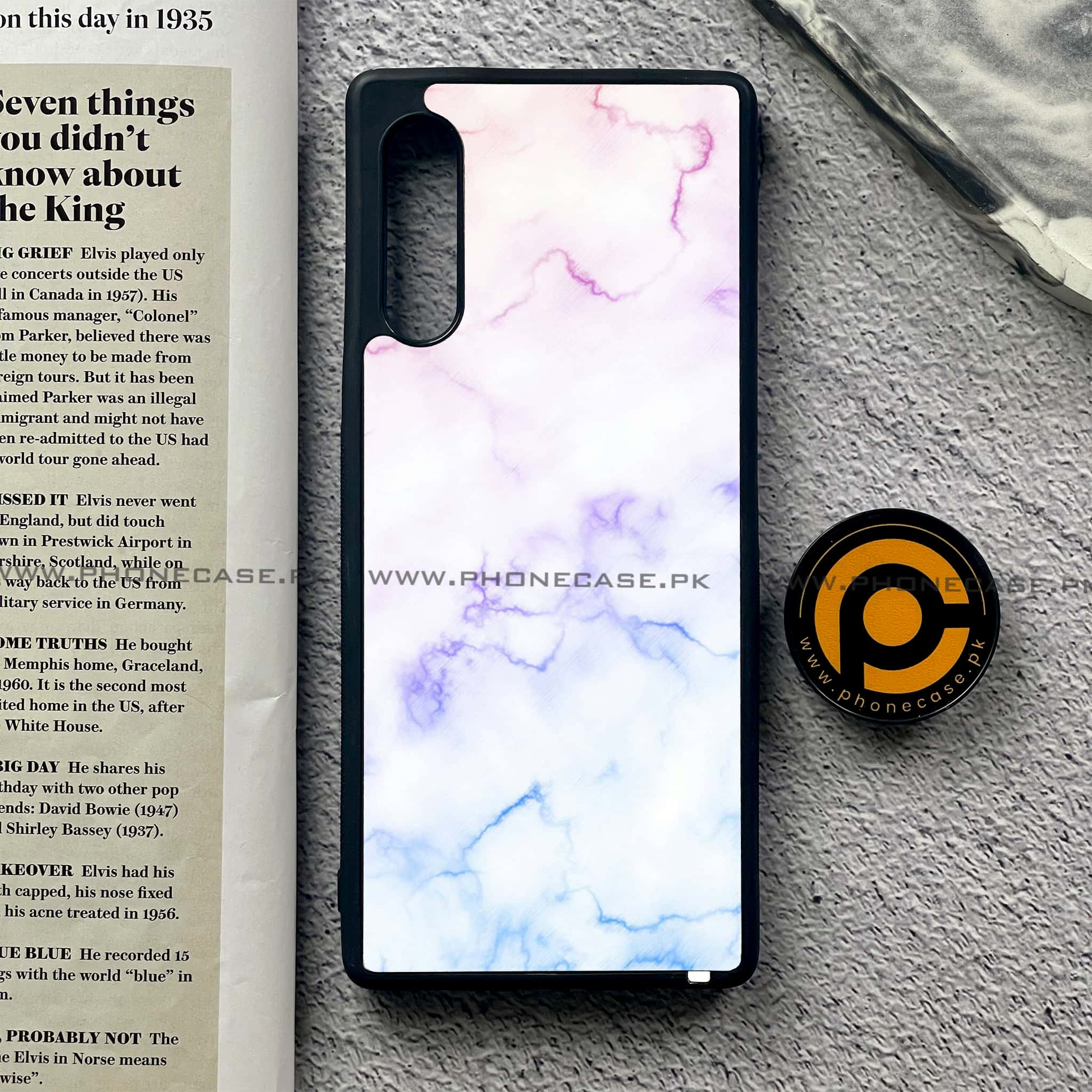 LG G9 - White Marble Series - Premium Metal Printed soft Bumper shock Proof Case