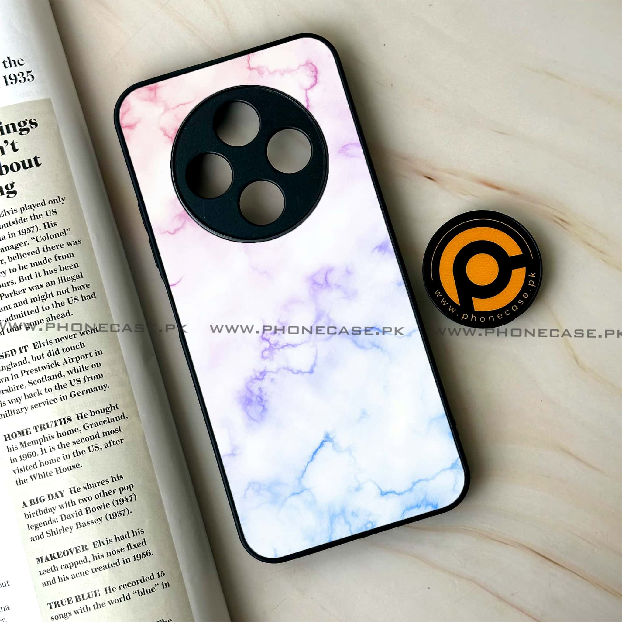 Oppo F27 Pro - White Marble series - Premium Metal Printed soft Bumper Shock Proof Case
