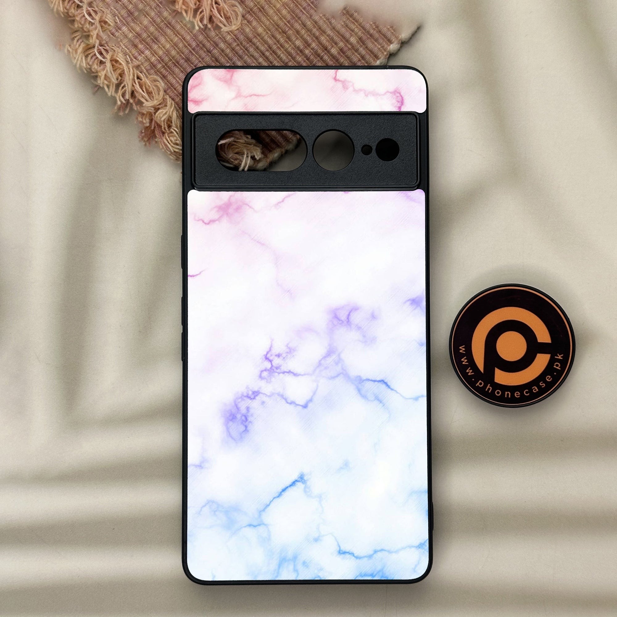 Google Pixel 7 Pro - White Marble Series - Premium Metal Printed soft Bumper Shock Proof Case