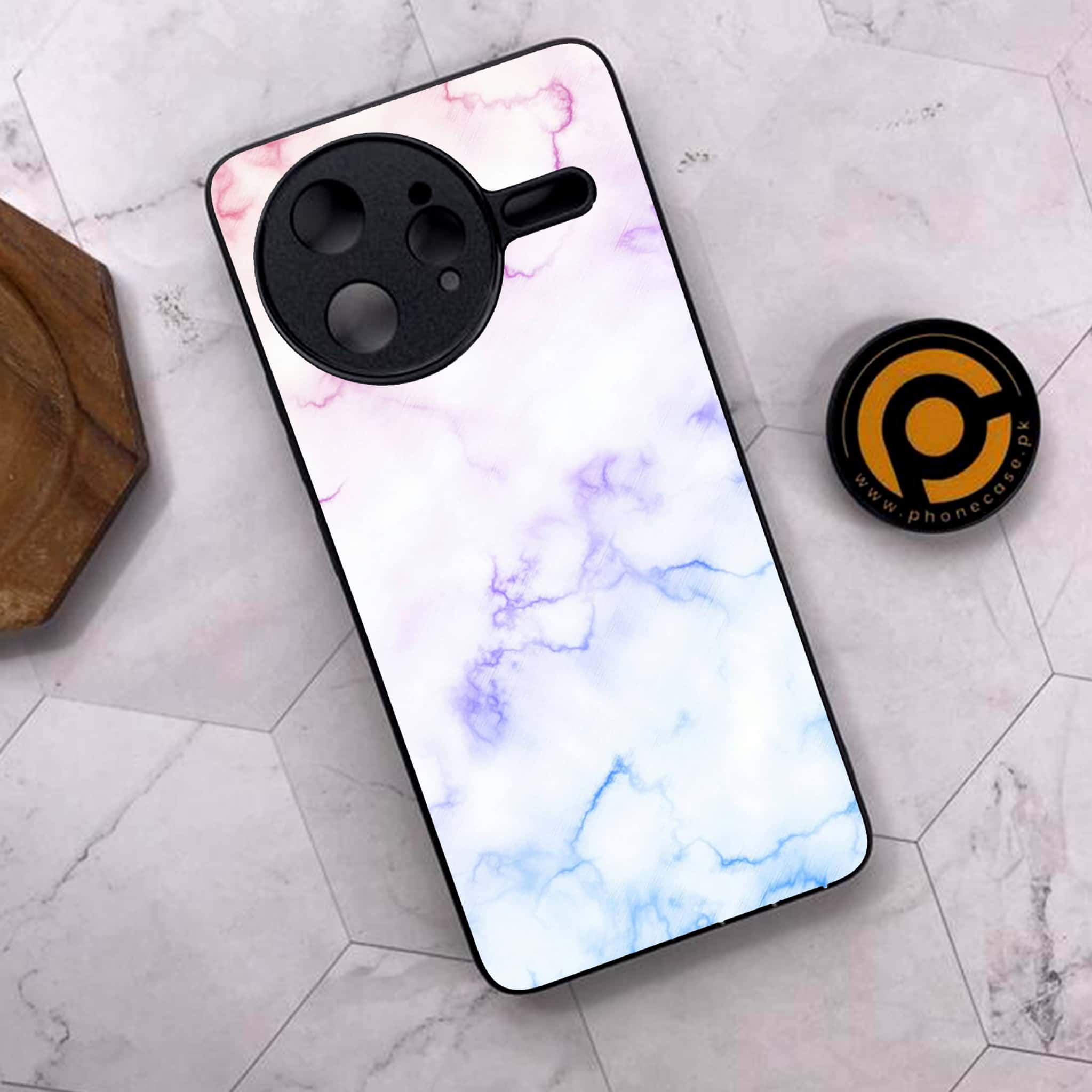 Xiaomi Poco F7 Ultra 5G - White Marble Series - Premium Metal Printed soft Bumper shock Proof Case