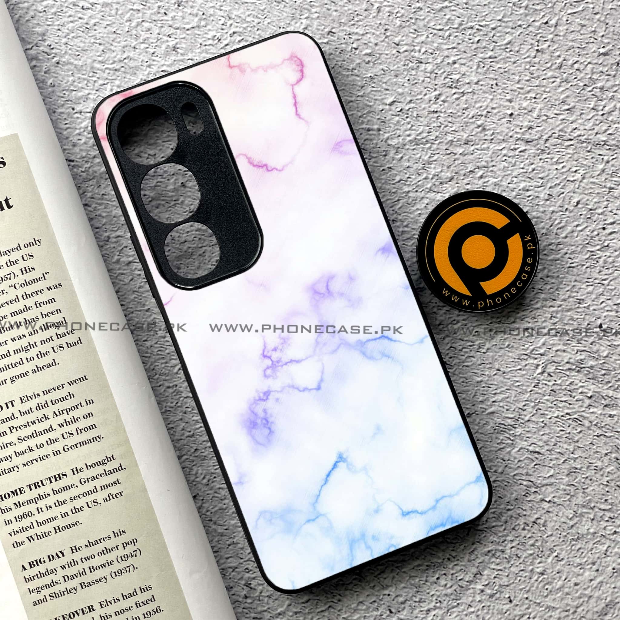 Vivo Y19s Pro - White Marble Series - Premium Metal Printed soft Bumper shock Proof Case
