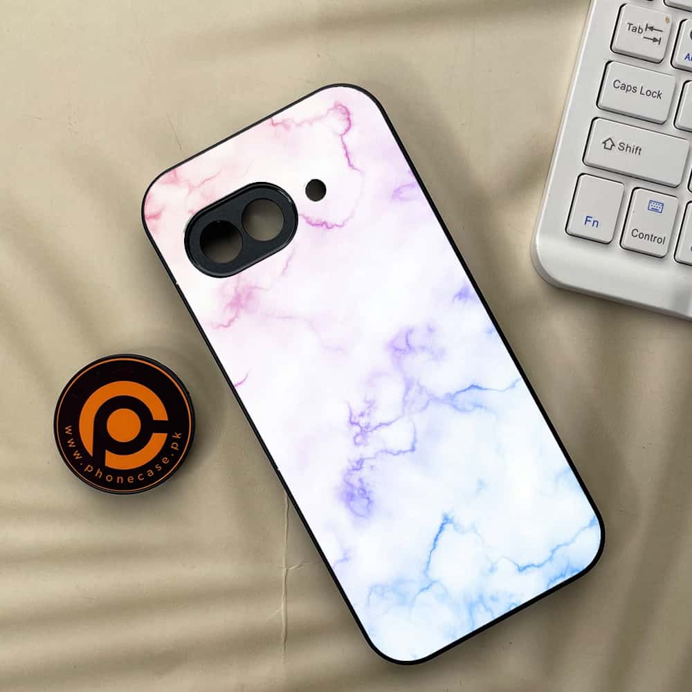 Google Pixel 9a - White Marble series - Premium Metal Printed soft Bumper Shock Proof Case