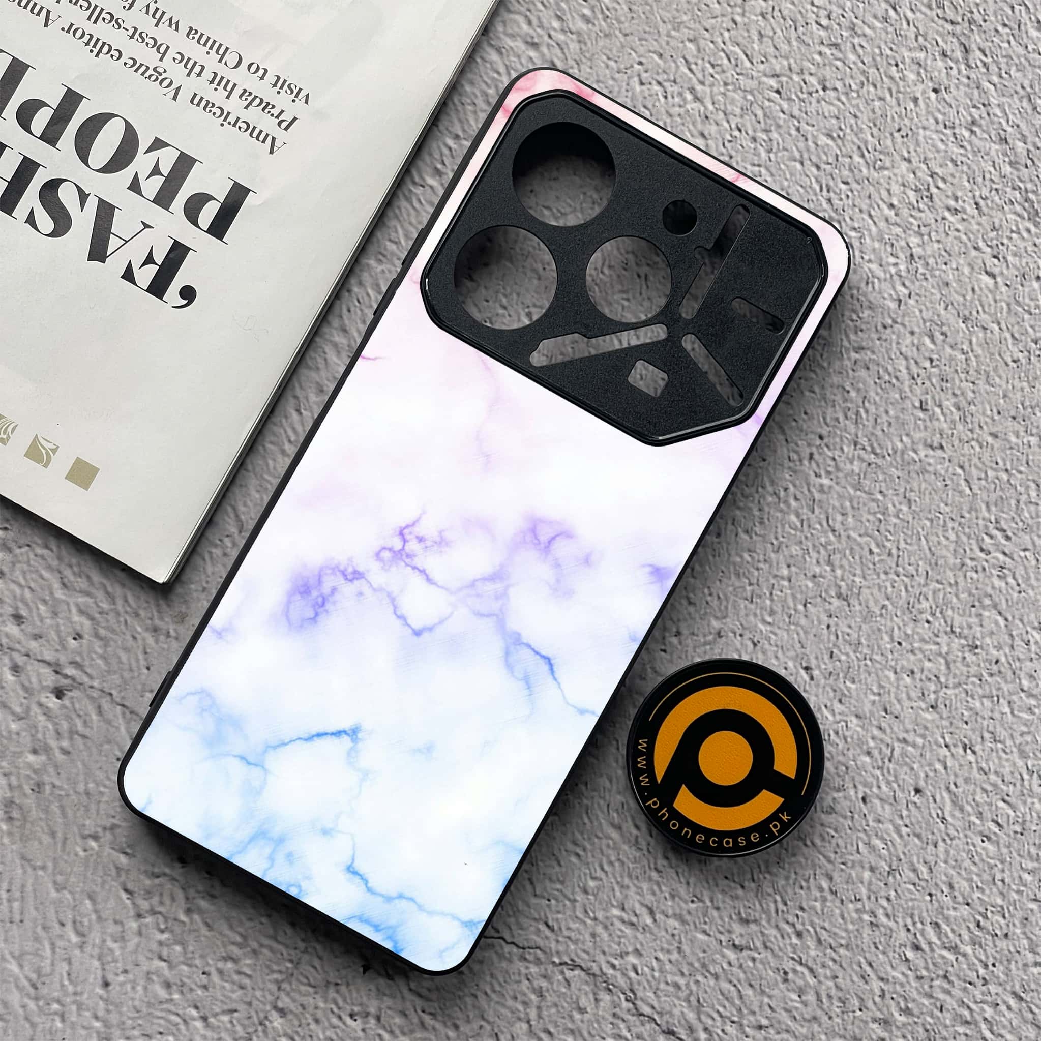 Tecno Pova 6 Neo - White Marble Series - Premium Metal  Printed soft Bumper shock Proof Case