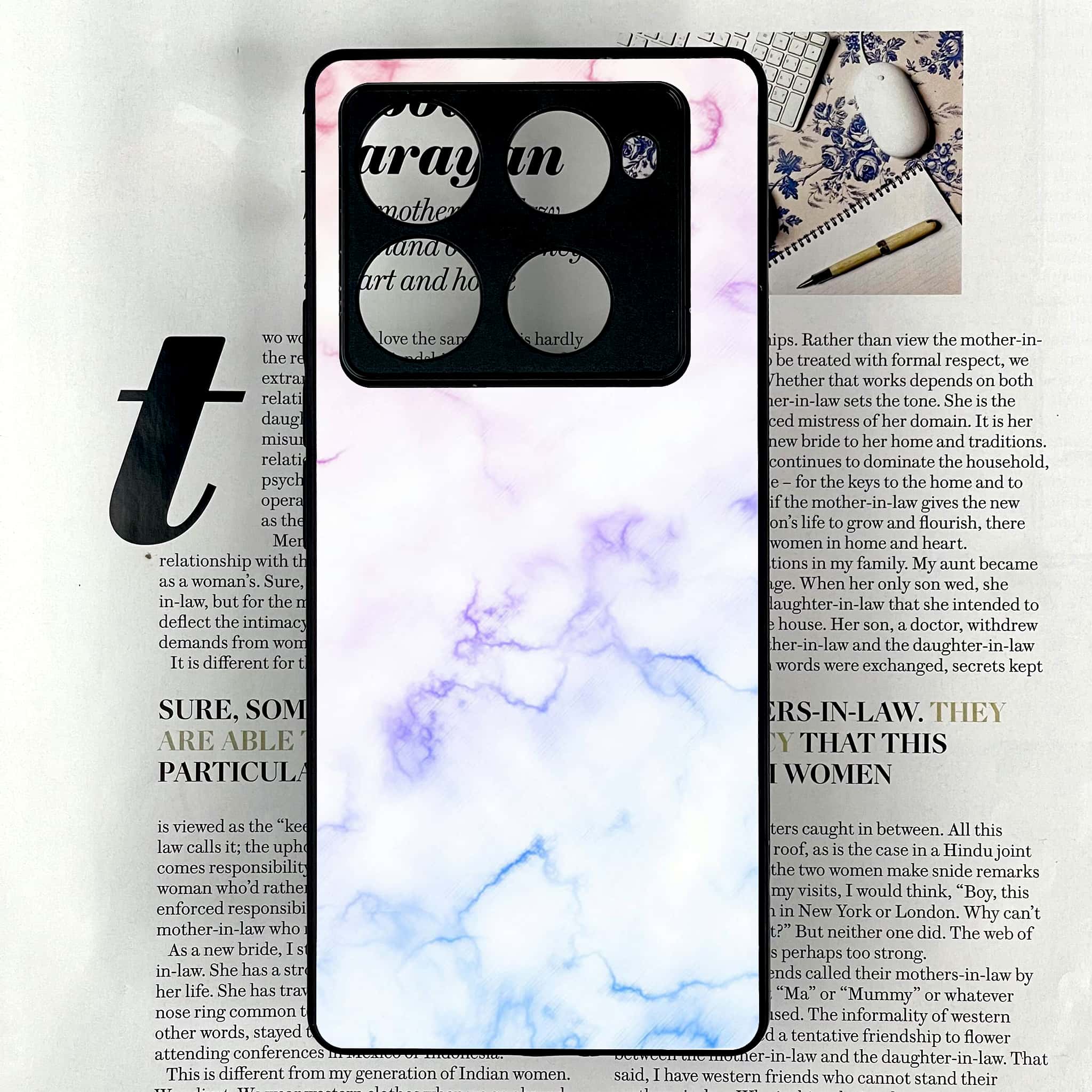 Infinix Note 40 Pro Plus - White Marble series - Premium Metal Printed soft Bumper shock Proof Case