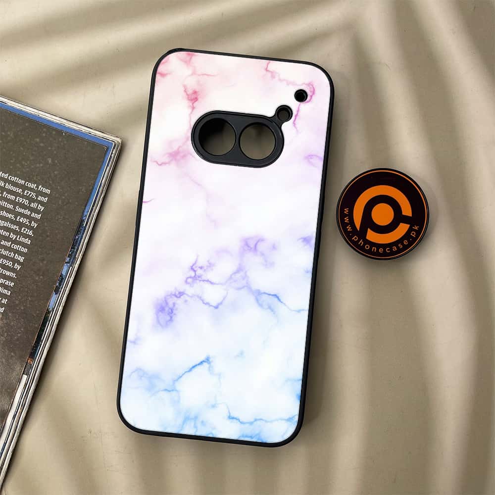 Nothing Phone (2a) - White Marble Series - Premium Metal Printed soft Bumper Shock Proof Case