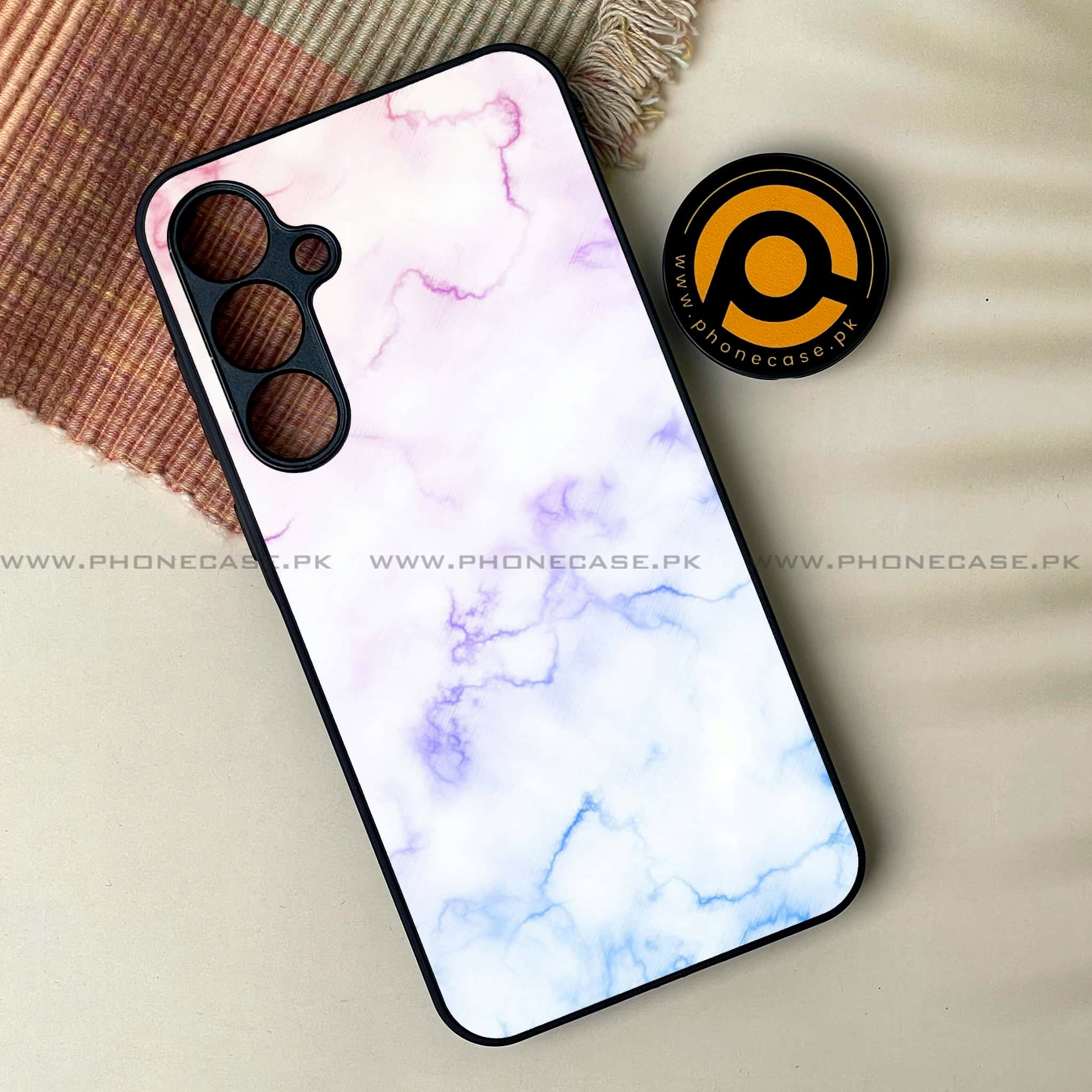 Samsung Galaxy A24 4G - White Marble Series - Premium Printed Glass soft Bumper shock Proof Case