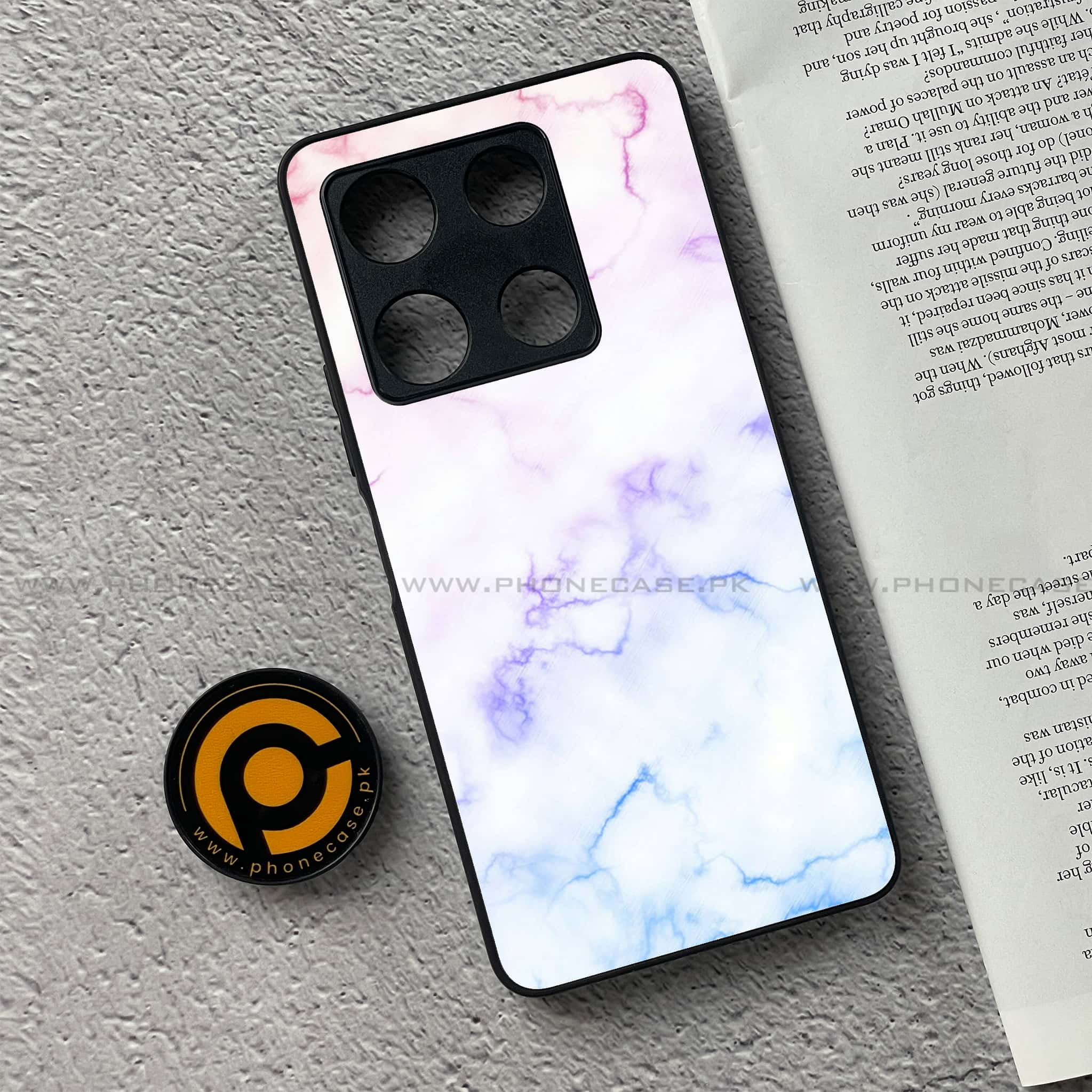 Infinix Note 30 Pro - White Marble Series - Premium Metal Printed soft Bumper shock Proof Case