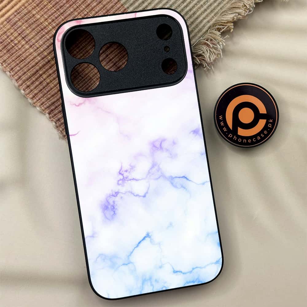 iPhone 17 Pro Max - White Marble Series - Premium Metal Printed soft Bumper shock Proof Case